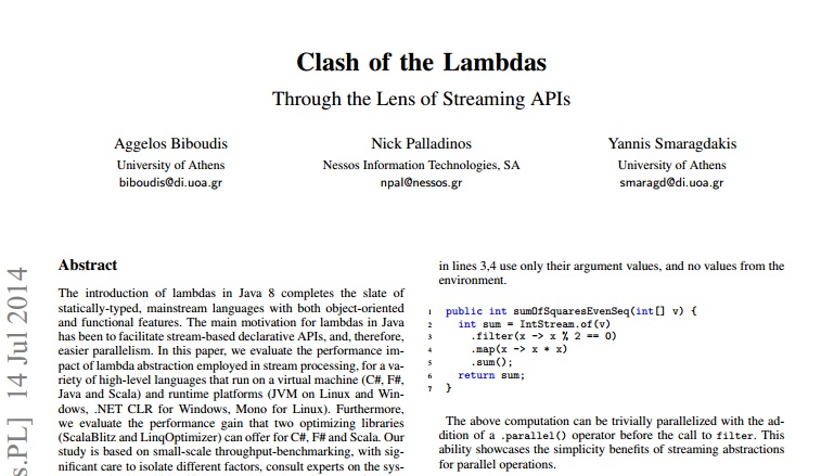 Clash of the Lambdas